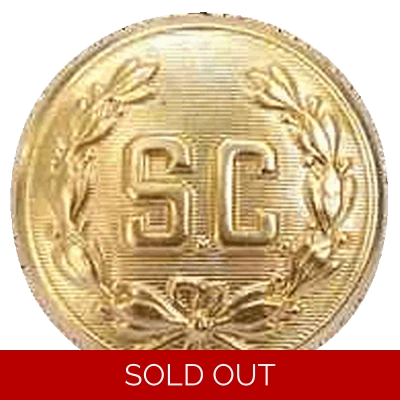 1" "SC" BRIGHT BRASS SANTA BUTTON